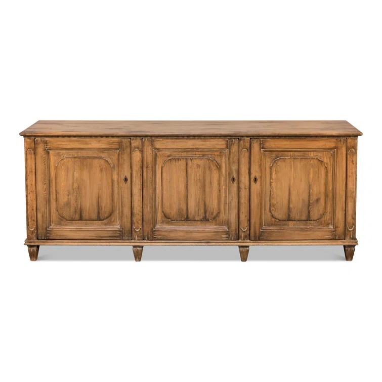 Montier Traditional Brown Pine 87'' Sideboard with Shaped Legs