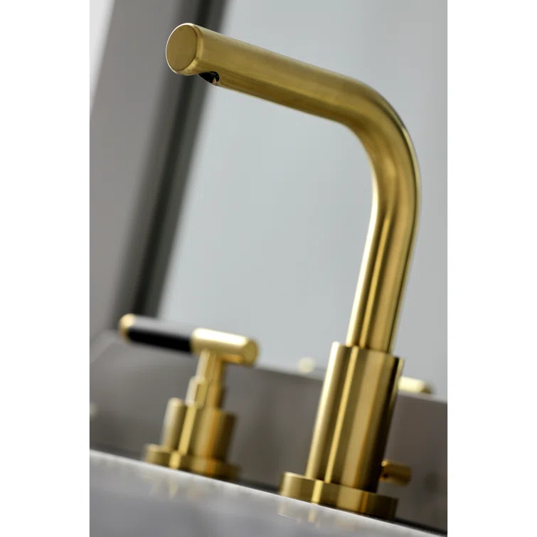 Kingston Brass Kaiser Two-Handle 3-Hole Deck Mount Widespread Bathroom Faucet with Brass Pop-Up Drain