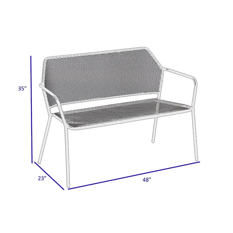 Alfresco Home Martini Patio Bench in Pencil Point