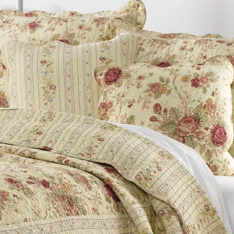 Antique Rose Cotton Throw Pillow Set (Set of 2)