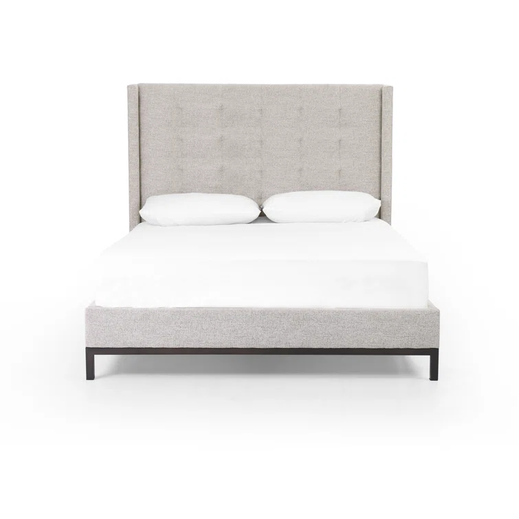 Scaife Upholstered Metal Wingback Bed