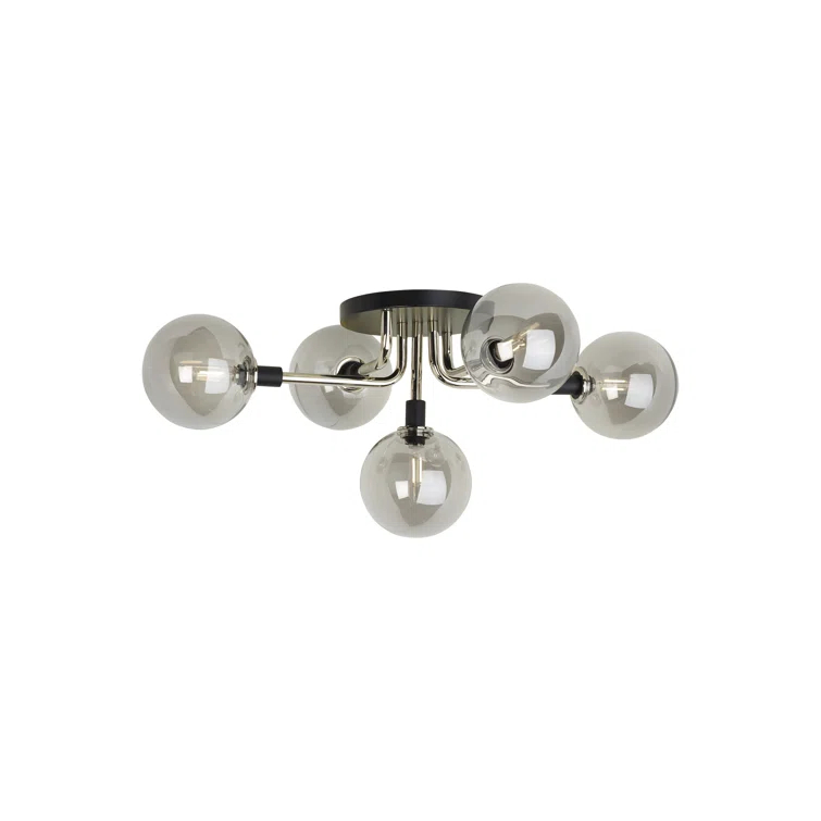 Polished Nickel 5-Light LED Globe Flush Mount
