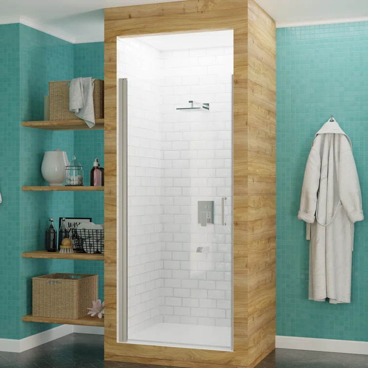 Lancer Series 29" W x 72" H Hinged Semi-Frameless Shower Door