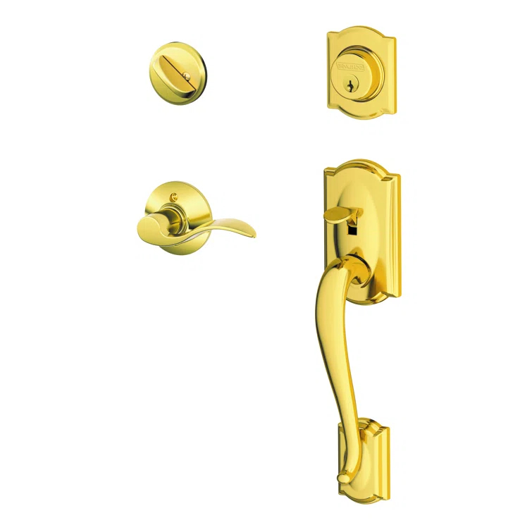 Camelot Handleset with Deadbolt and Accent Door Lever and Rosette