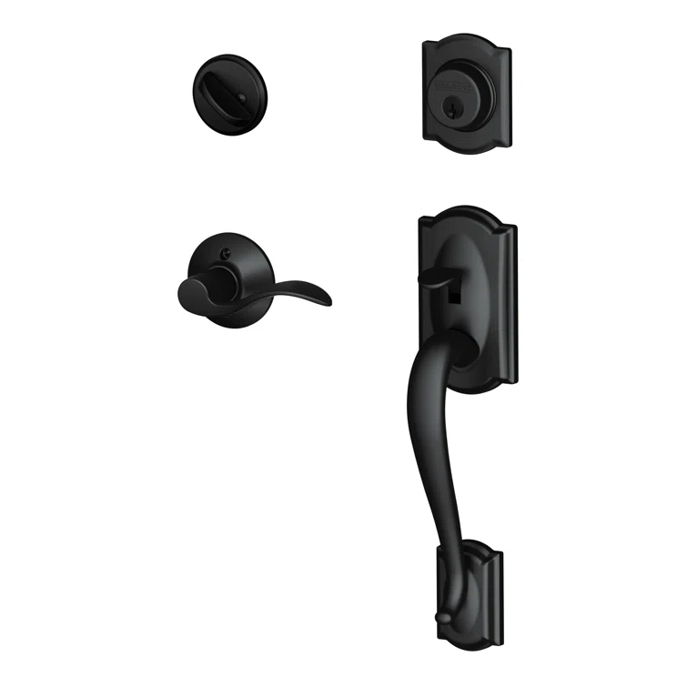 Camelot Handleset with Deadbolt and Accent Door Lever and Rosette