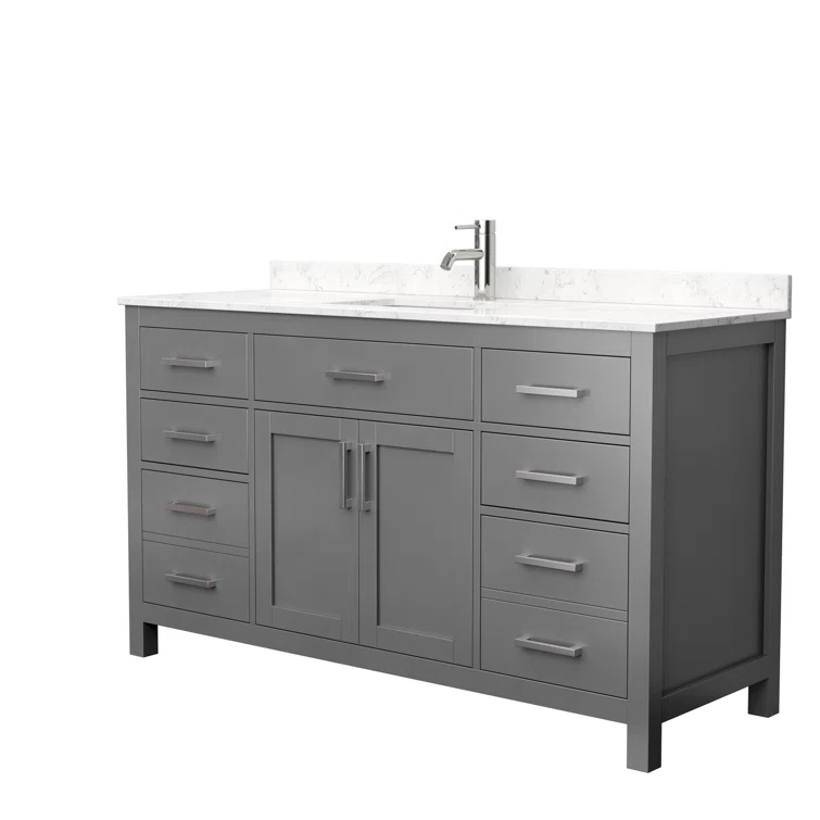 Beckett 60" Freestanding Single Bathroom Vanity with Cultured Marble Top