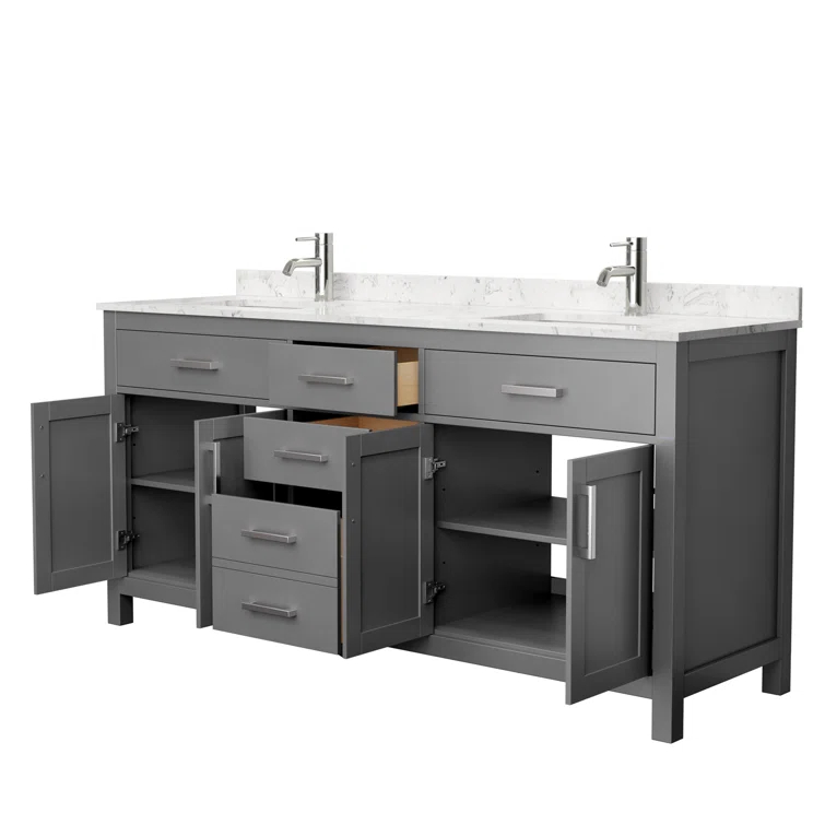 Beckett 72" Freestanding Double Bathroom Vanity with Cultured Marble Top