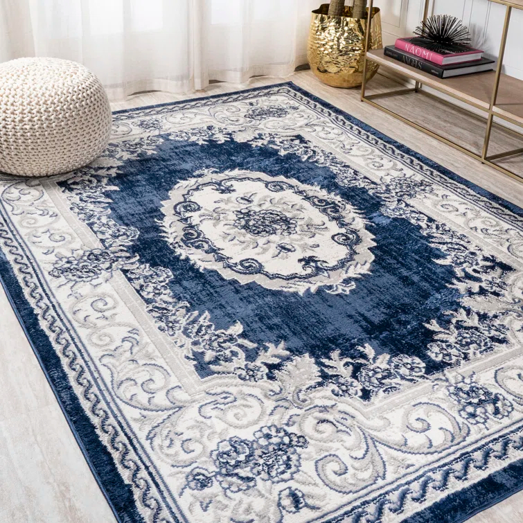 Nisbet Oriental Ivory/Navy Area Rug