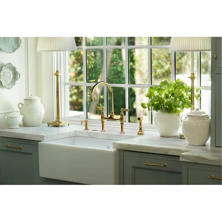 Perrin & Rowe U.4719L-ULB-2 Georgian Era Bridge Kitchen Faucet With Side Spray