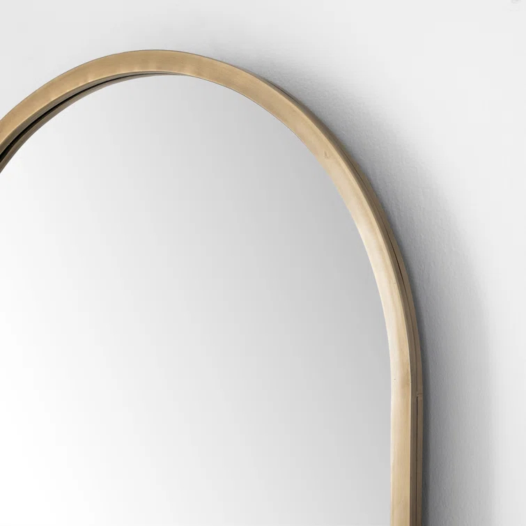 Arched Ombre Brass Rectangular Floor Mirror