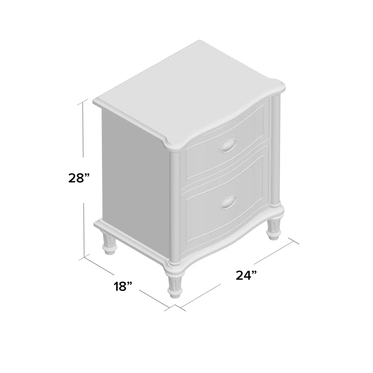 Eloise White Oak 2-Drawer Nightstand with Iron Ring Handles