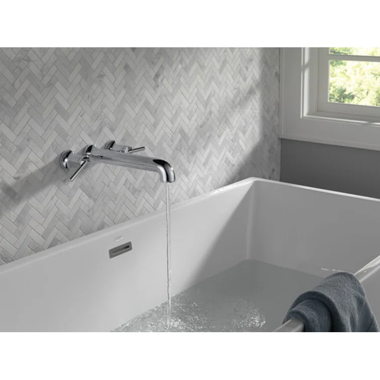 Contemporary Double Handle Wall Mounted Roman Tub Faucet