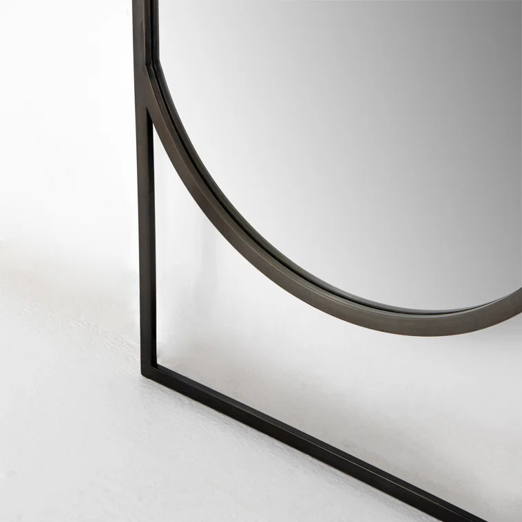 Arched Ombre Brass Rectangular Floor Mirror
