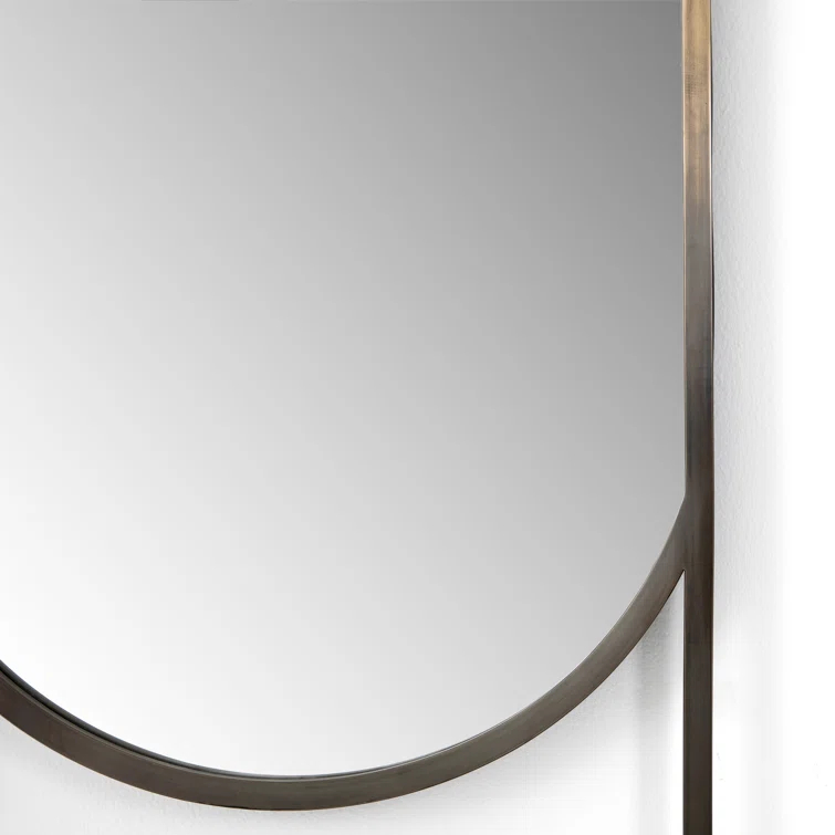 Arched Ombre Brass Rectangular Floor Mirror