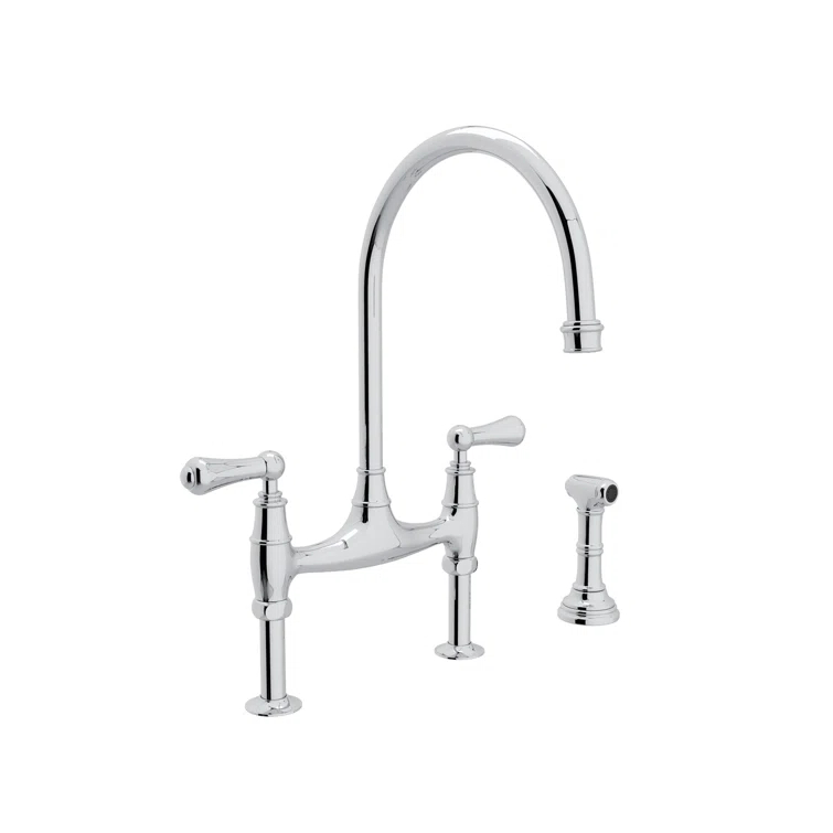 Perrin & Rowe U.4719L-APC-2 Georgian Era Bridge Kitchen Faucet With Side Spray