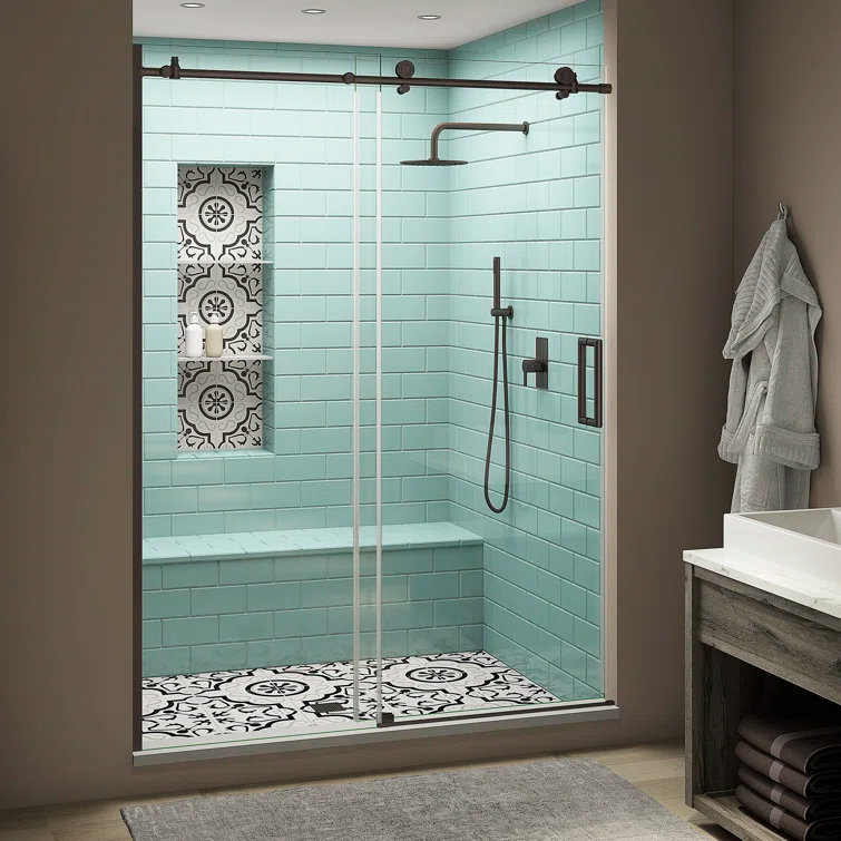 Coraline XL 48" W x 80" H Single Sliding Frameless Shower Door
