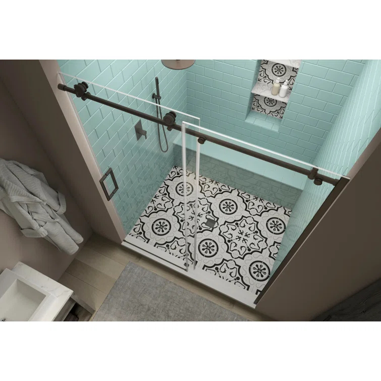 Coraline XL 56" W x 80" H Single Sliding Frameless Shower Door