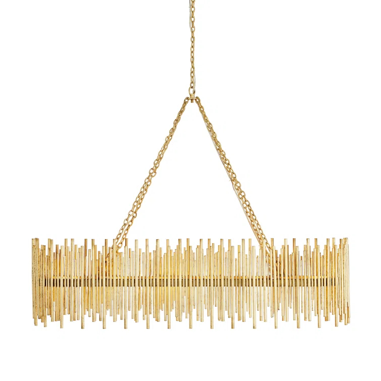 Prescott Gold Leaf Oval Iron 10-Light Chandelier