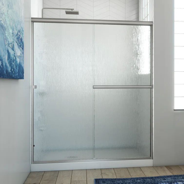 Lese 57" W x 66" H Semi-Frameless Shower Door