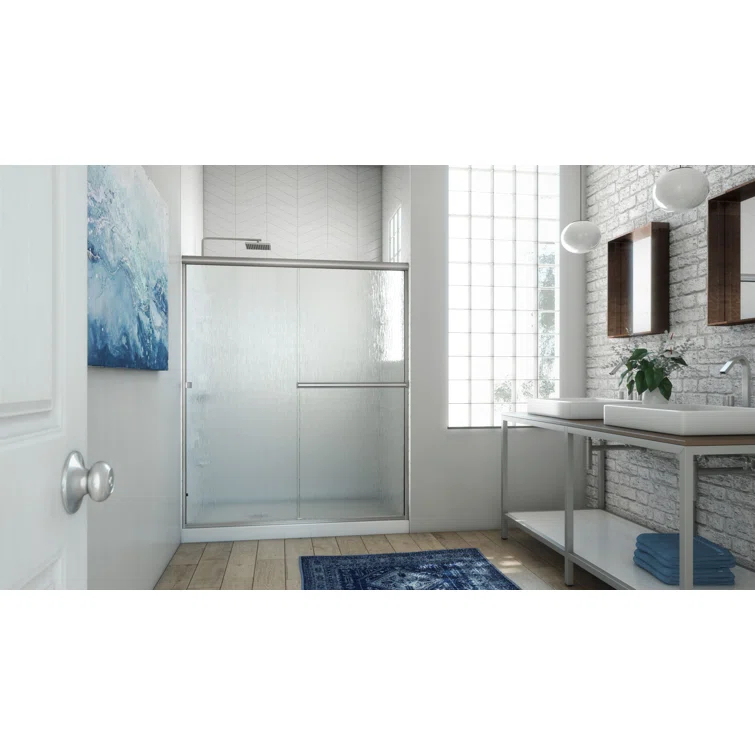 Lese 57" W x 66" H Semi-Frameless Shower Door
