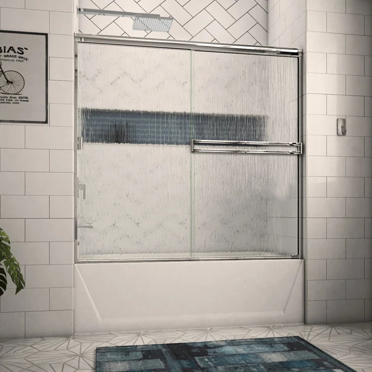 Arizona Shower Door 52" W x 56" H Bypass Semi-Frameless Tub Door TE56X57CHRN