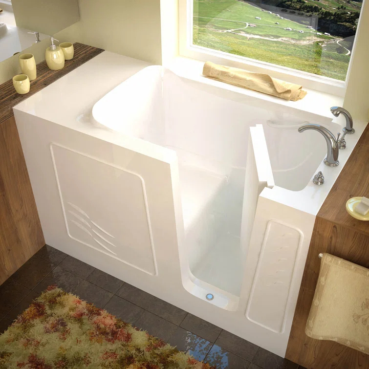 Tucson 60'' x 30'' Walk-in Soaking Fiberglass Bathtub with Faucet