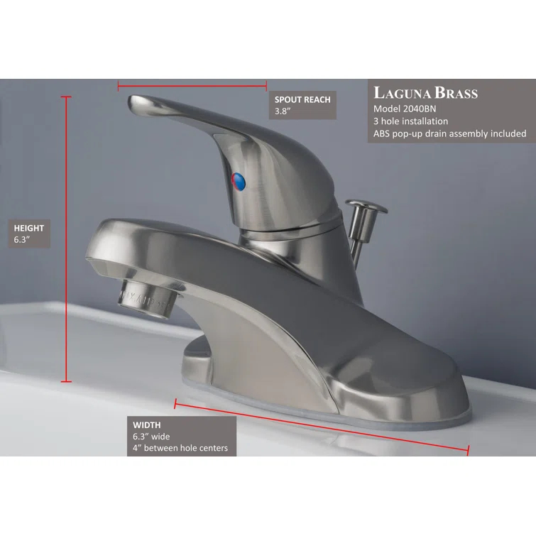 Laguna Brass Centerset Single-handle Bathroom Faucet with Drain Assembly 2040EBN