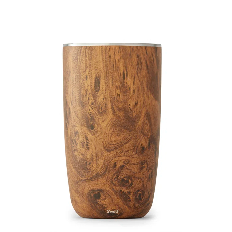 S'well Triple-Layered Vacuum-Insulated Stainless Steel Wine Chiller, 750ml, Teakwood