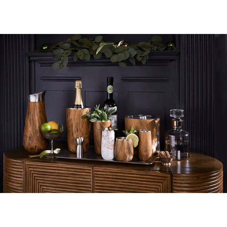 S'well Triple-Layered Vacuum-Insulated Stainless Steel Wine Chiller, 750ml, Teakwood