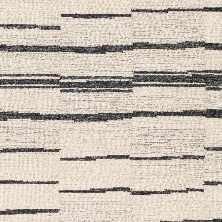 Rune Striped Handmade Tufted Wool Area Rug in Beige/Charcoal
