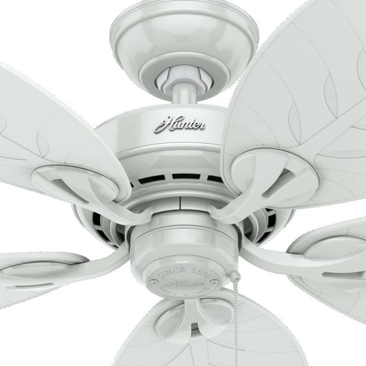 54" Bayview 5 - Blade Outdoor Tropical Leaf Ceiling Fan with Pull Chain