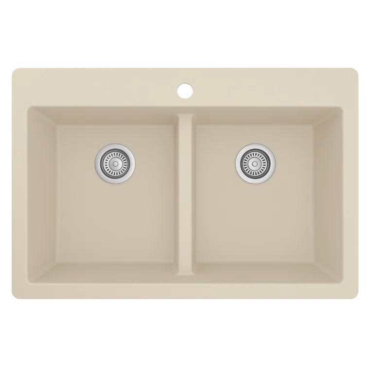 Karran Quartz 33'' X 22'' 50/50 Double Bowl Composite Drop-in Kitchen Sink