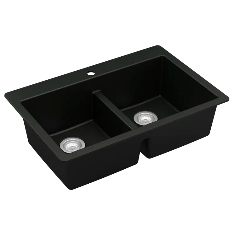 Karran Quartz 33'' X 22'' 50/50 Double Bowl Composite Drop-in Kitchen Sink