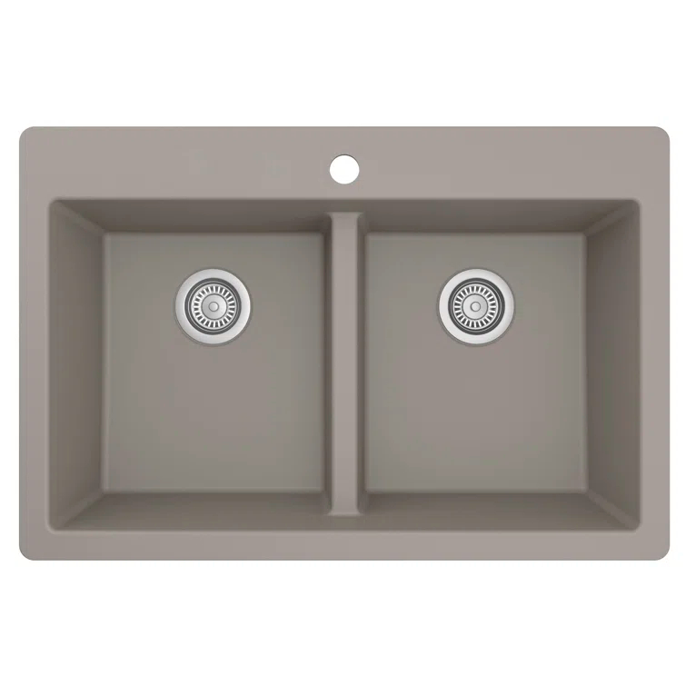 Karran Quartz 33'' X 22'' 50/50 Double Bowl Composite Drop-in Kitchen Sink