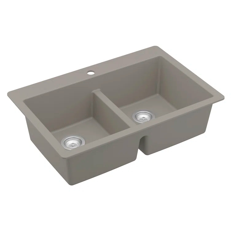 Karran Quartz 33'' X 22'' 50/50 Double Bowl Composite Drop-in Kitchen Sink