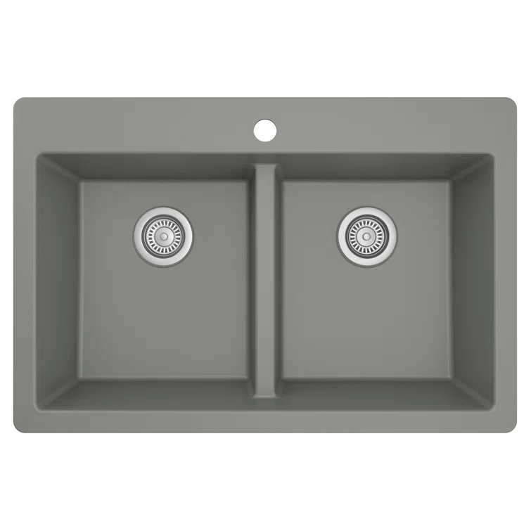 Karran Quartz 33'' X 22'' 50/50 Double Bowl Composite Drop-in Kitchen Sink