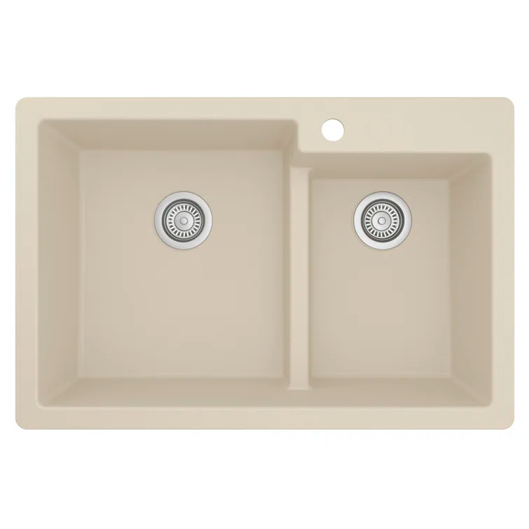 Karran Quartz 33'' X 22'' 60/40 Double Bowl Drop-in Kitchen Sink