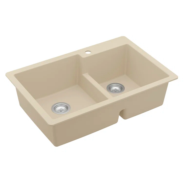 Karran Quartz 33'' X 22'' 60/40 Double Bowl Drop-in Kitchen Sink