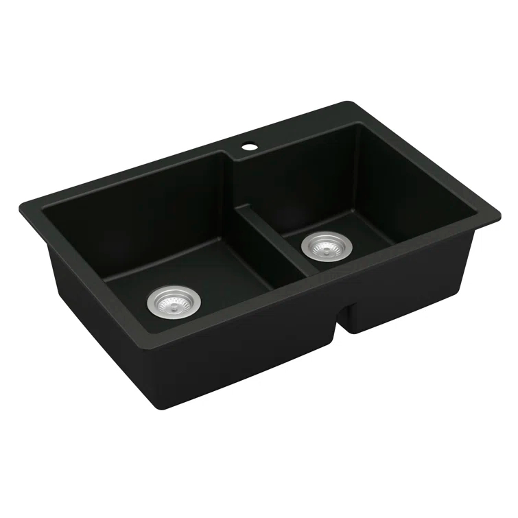 Karran Quartz 33'' X 22'' 60/40 Double Bowl Drop-in Kitchen Sink