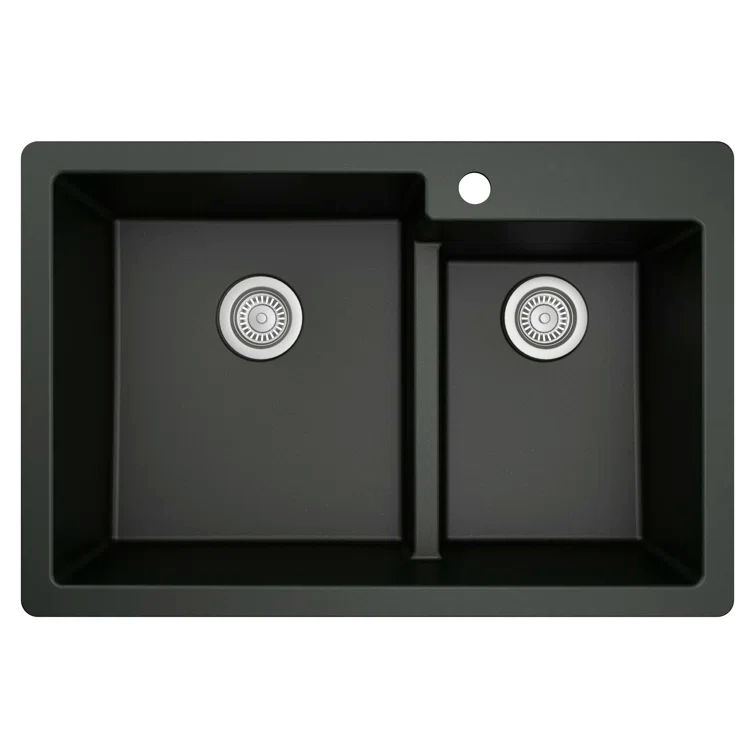 Karran Quartz 33'' X 22'' 60/40 Double Bowl Drop-in Kitchen Sink