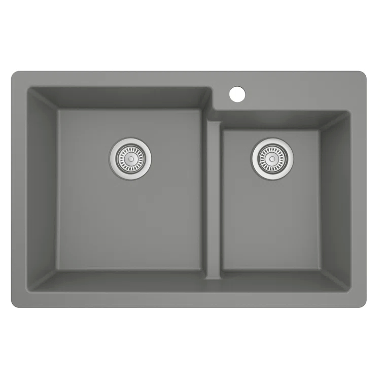 Karran Quartz 33'' X 22'' 60/40 Double Bowl Drop-in Kitchen Sink