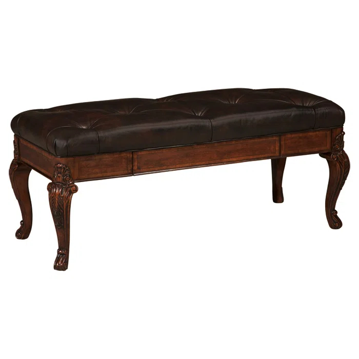 A.R.T. Old World Genuine Leather Upholstered Storage Bench