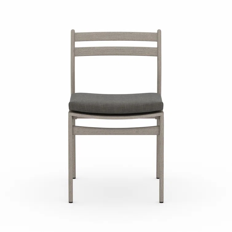 Contemporary Charcoal Teak Side Chair with UV-Resistant Cushion