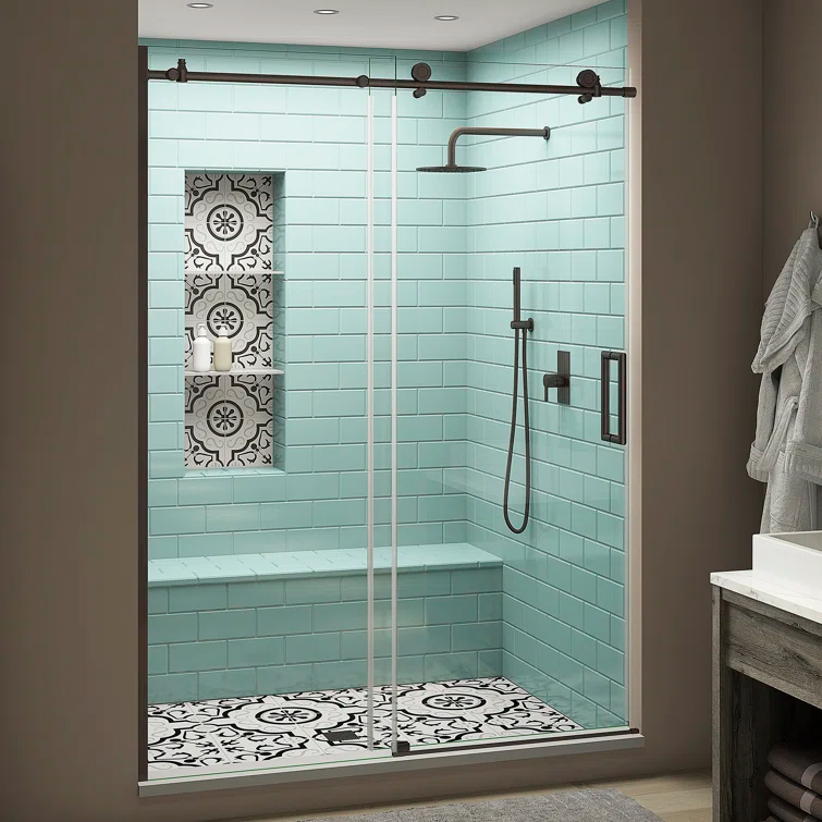 Coraline XL 48" W x 80" H Single Sliding Frameless Shower Door