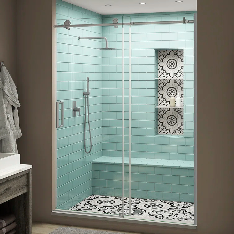 Coraline XL 48" W x 80" H Single Sliding Frameless Shower Door