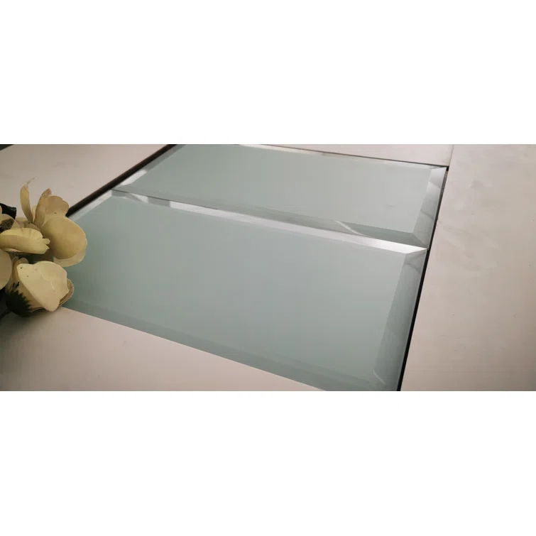 Frosted Elegance 8 in. x 16 in. Diamond Grade Glass Beveled Large Format Subway Decorative Kitchen & Bathroom Wall Tile