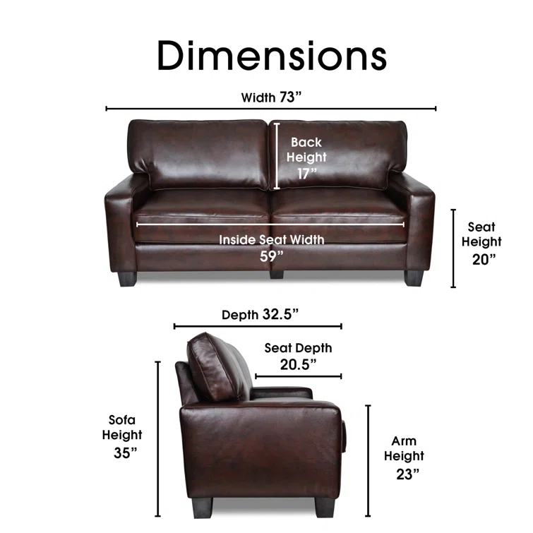 Serta Palisades Upholstered Tool-Free Assembly Square Arm 73" Sofa