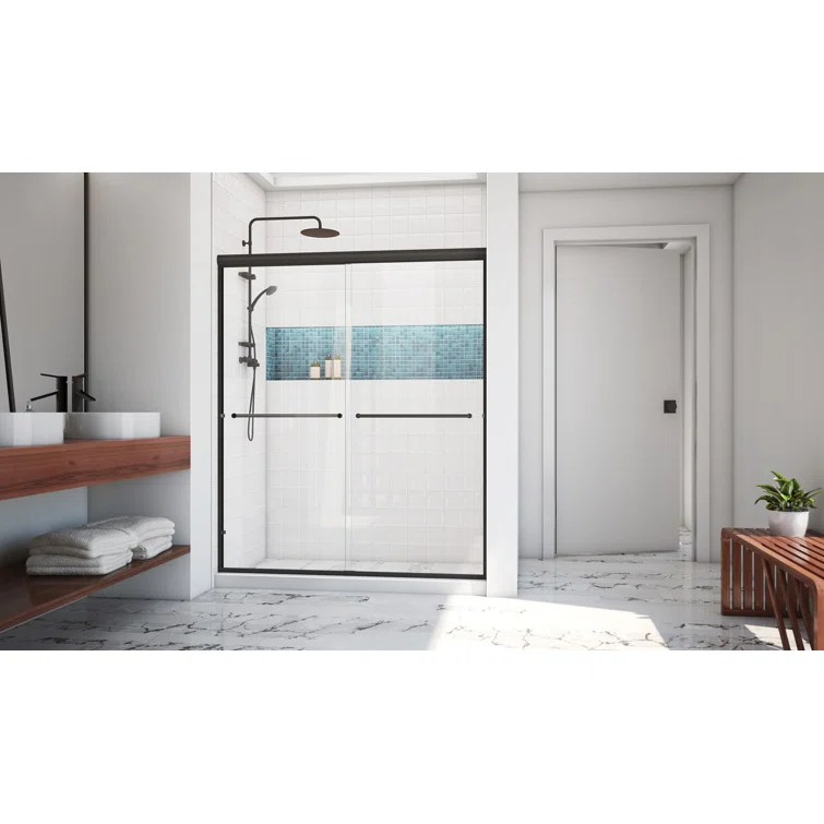 Ese 66" W x 70.38" H Bypass Semi-Frameless Shower Door