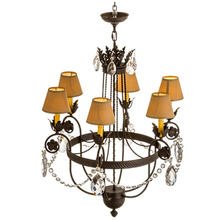Chestnut 6-Light Chandelier with Crystal Accents