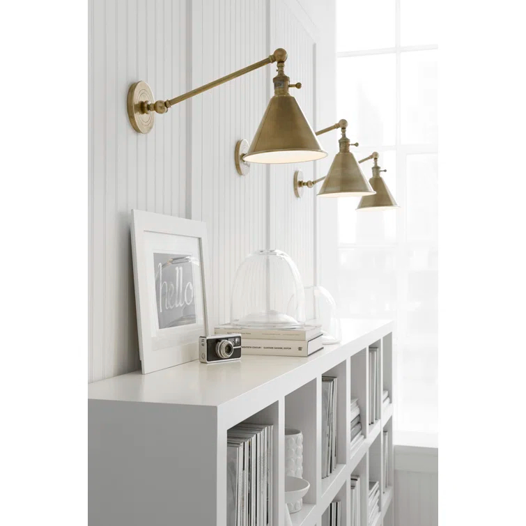 Elegant 11'' Dimmable Brass & Bronze Library Sconce